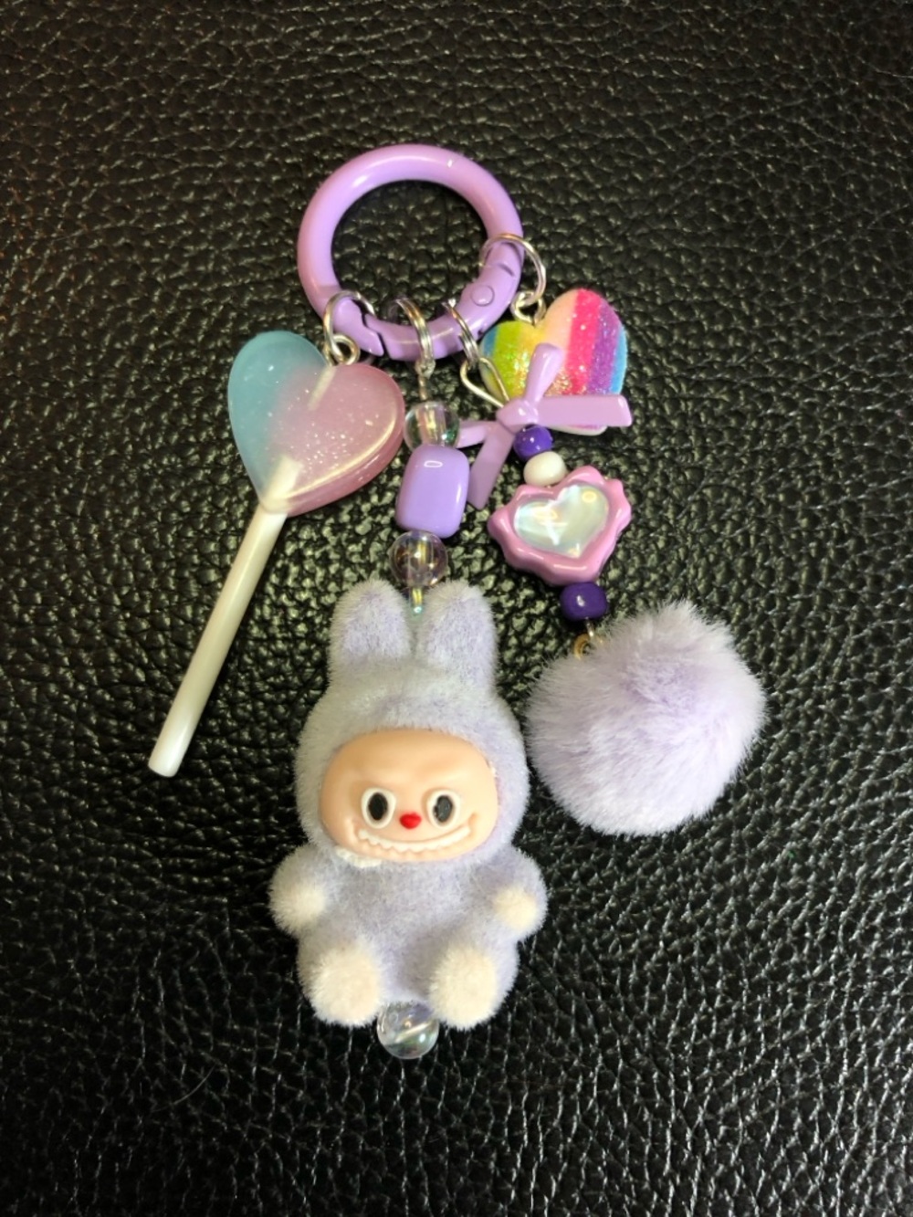 Custom Labubu Keychain + Candy Charms LAVENDER Purple 3”